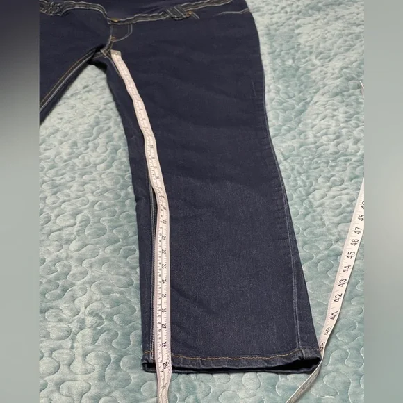 oh! mamma Maternity Jeans Sz L Dark Blue Low Rise Full Panel 5 Pocket Stretch - Picture 5 of 9